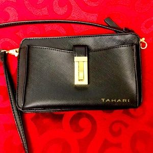 TAHARI crossbody bag black and gold